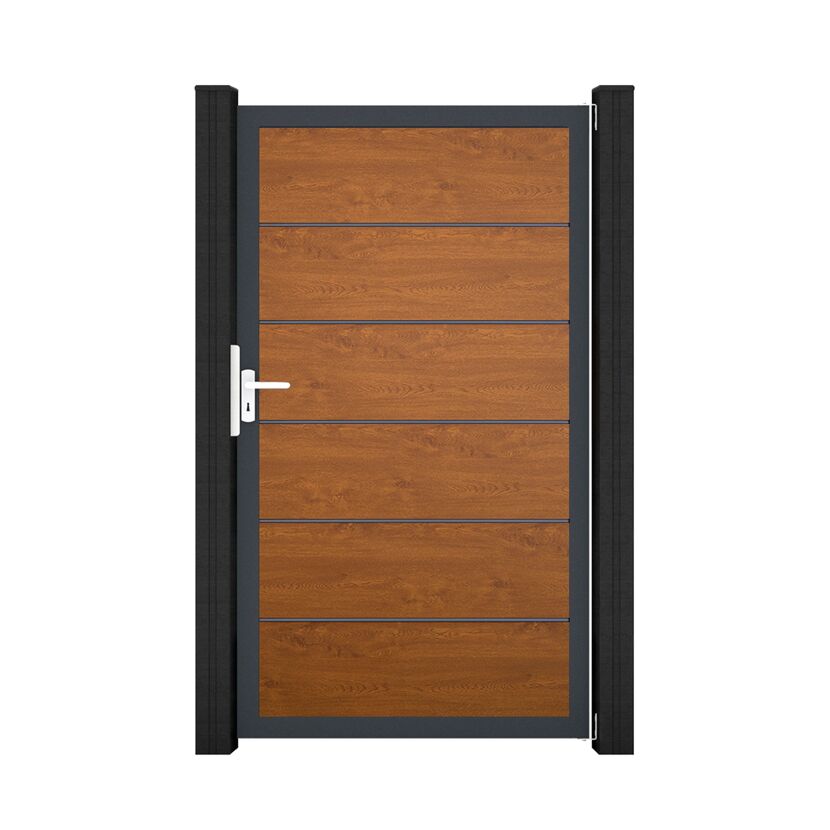 Einzeltor 'BasicLine Premium' Universal DIN Eichefarben dunkel/anthrazit 100 x 180 cm