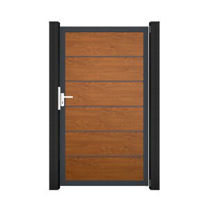 Einzeltor 'BasicLine Premium' Universal DIN Eichefarben dunkel/anthrazit 100 x 180 cm