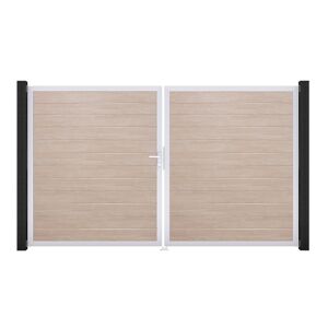 Doppeltor 'BasicLine' DIN links Eichefarben hell/silber 300 x 180 cm