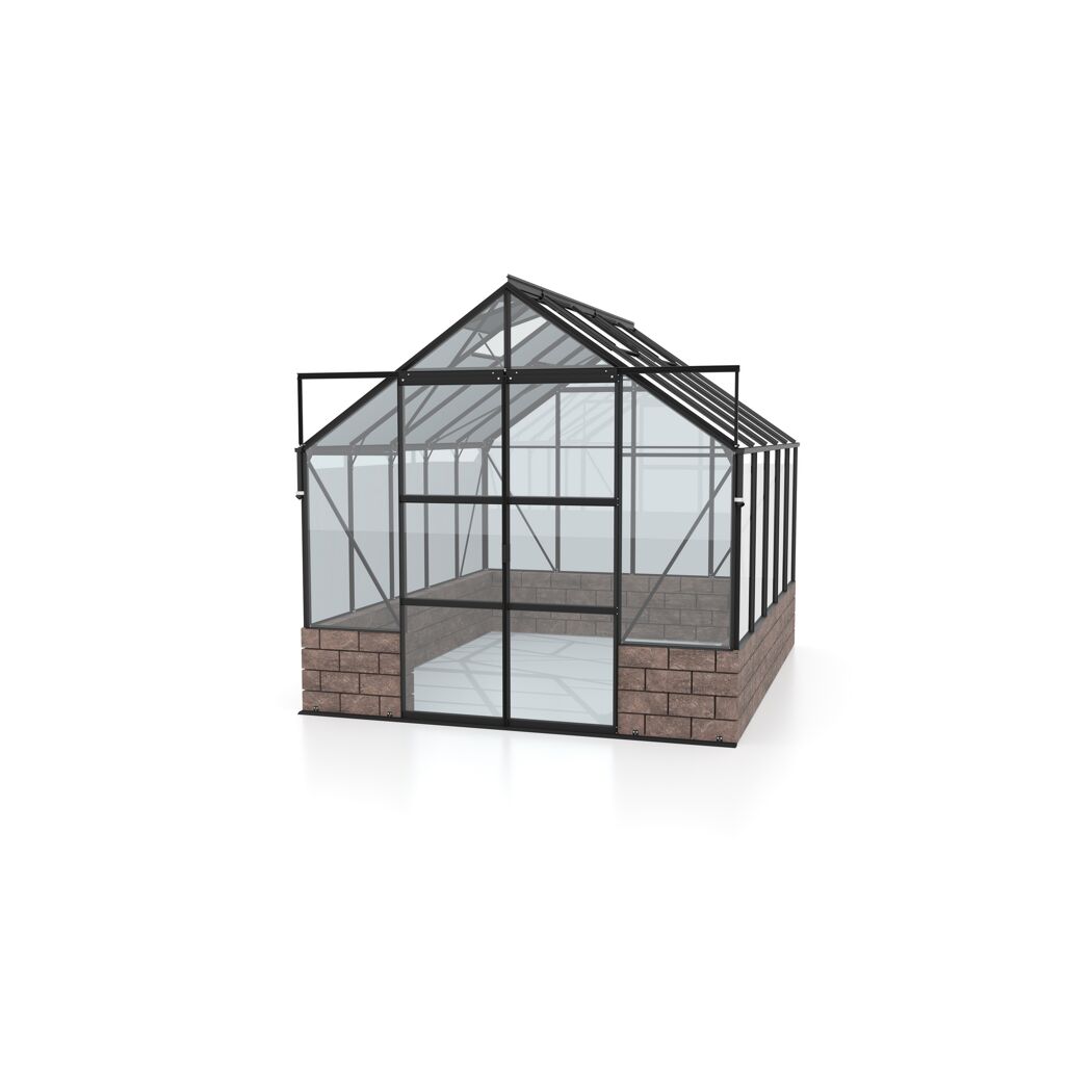 Leeres Gewächshaus aus Glas und Metall