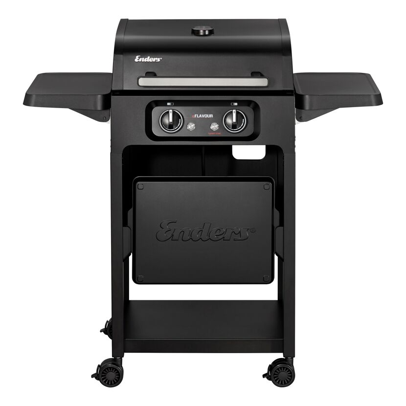 Schwarzer Enders Gasgrill mit zwei Brennern.