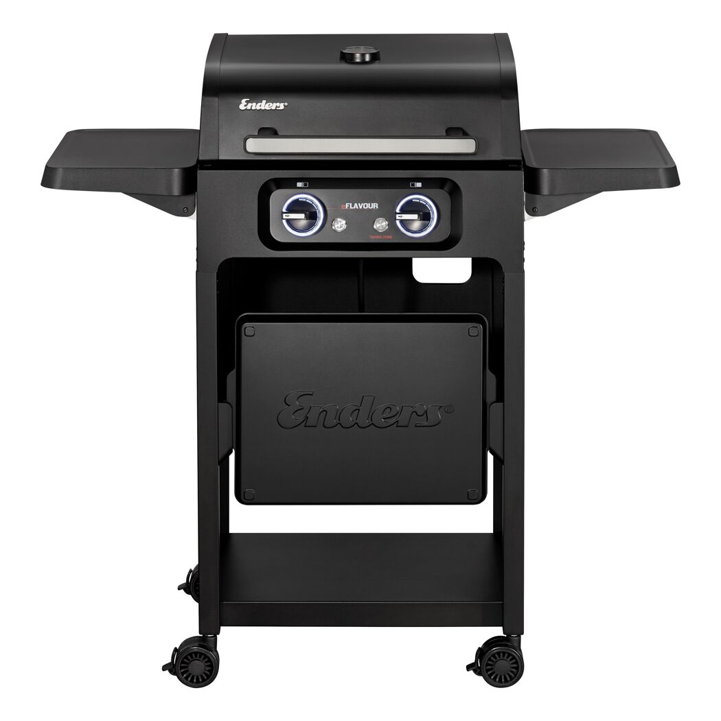 Schwarzer Elektrogrill mit Rollen