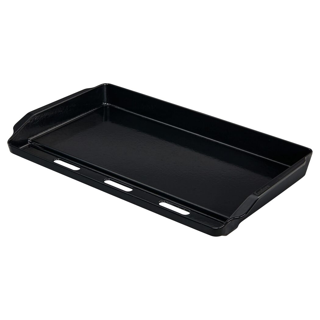 Schwarze Grillplatte aus Gusseisen