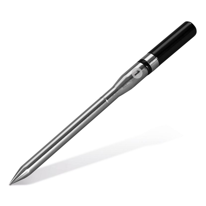 Langes Thermometer mit schwarzem Griff