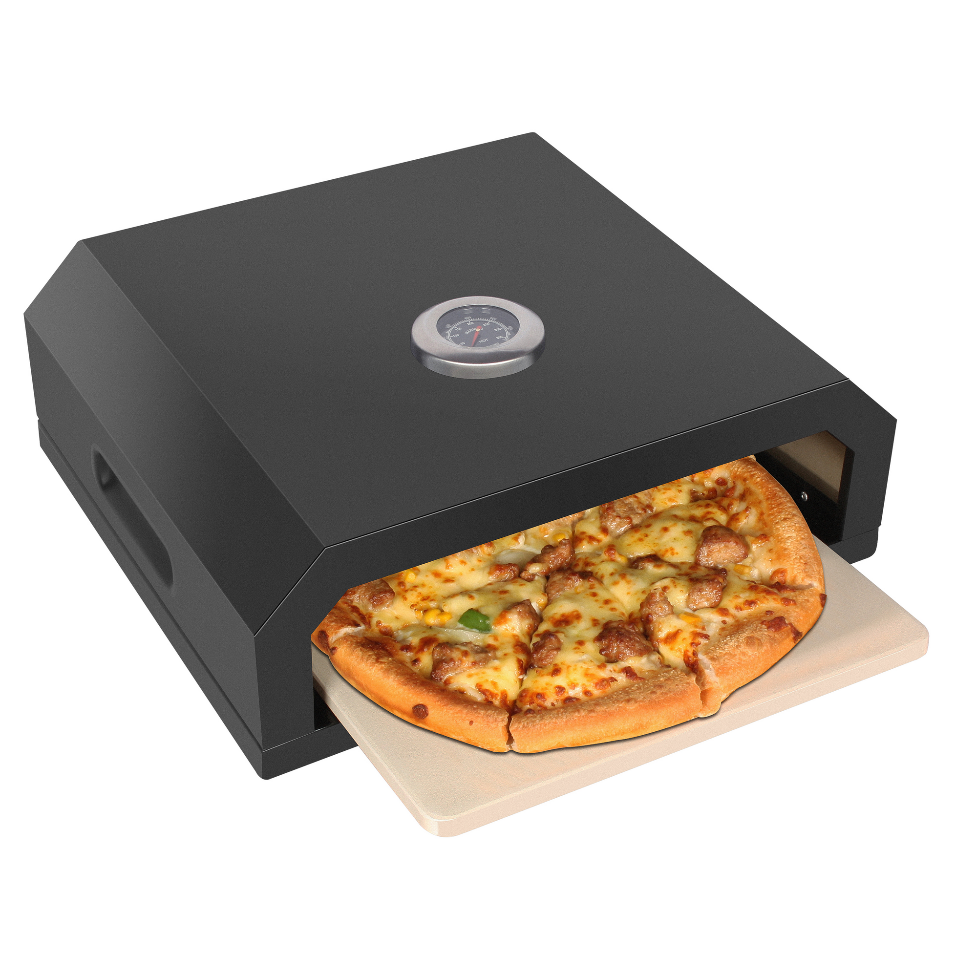 Pizzaaufsatz 'Neapel' Stahl schwarz pulverbeschichtet 40 x 15 x 35 cm