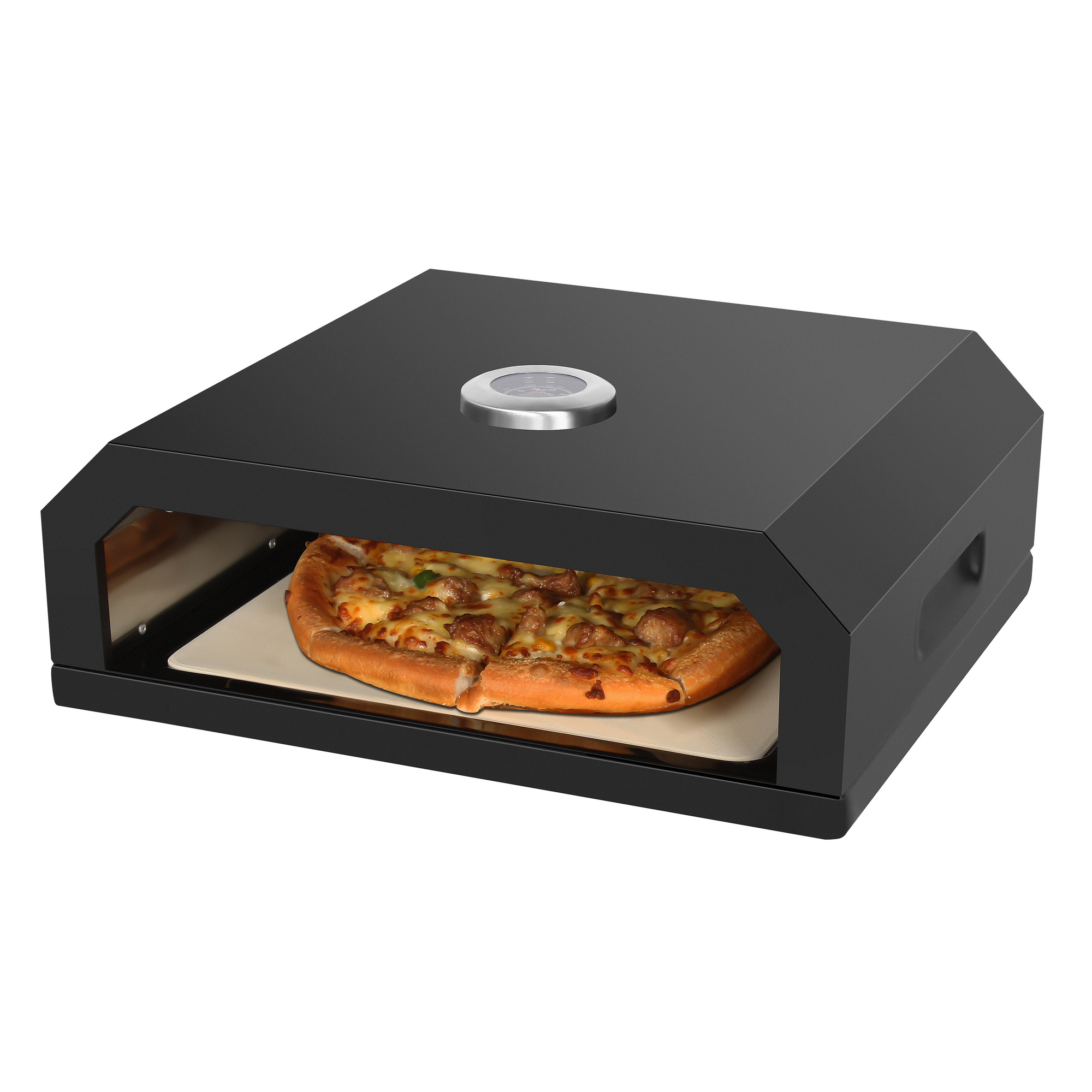 Pizzaaufsatz 'Neapel' Stahl schwarz pulverbeschichtet 40 x 15 x 35 cm