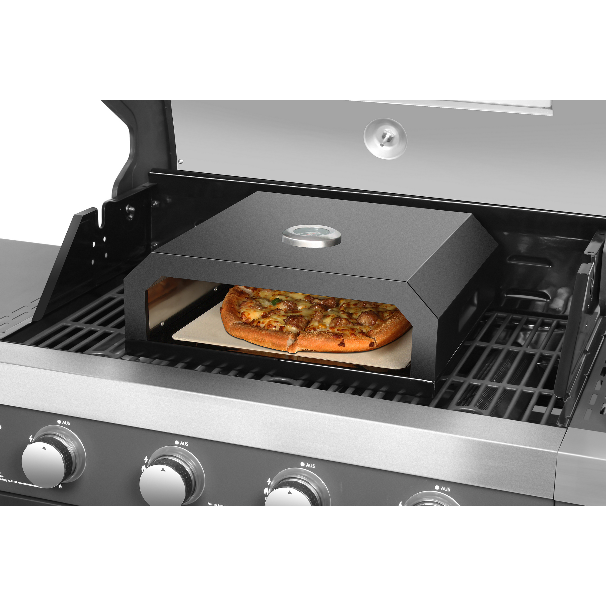 Pizzaaufsatz 'Neapel' Stahl schwarz pulverbeschichtet 40 x 15 x 35 cm