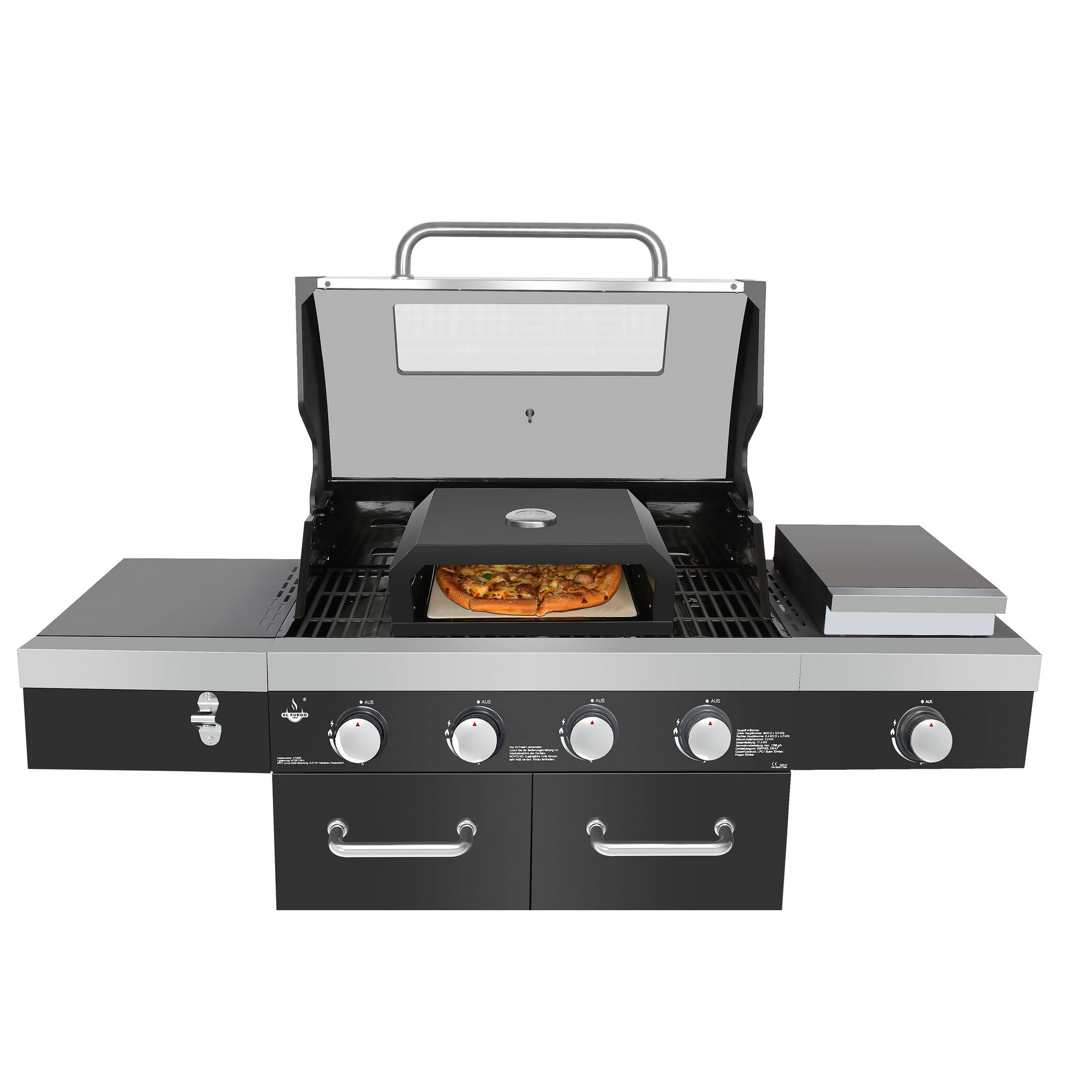 Pizzaaufsatz 'Neapel' Stahl schwarz pulverbeschichtet 40 x 15 x 35 cm