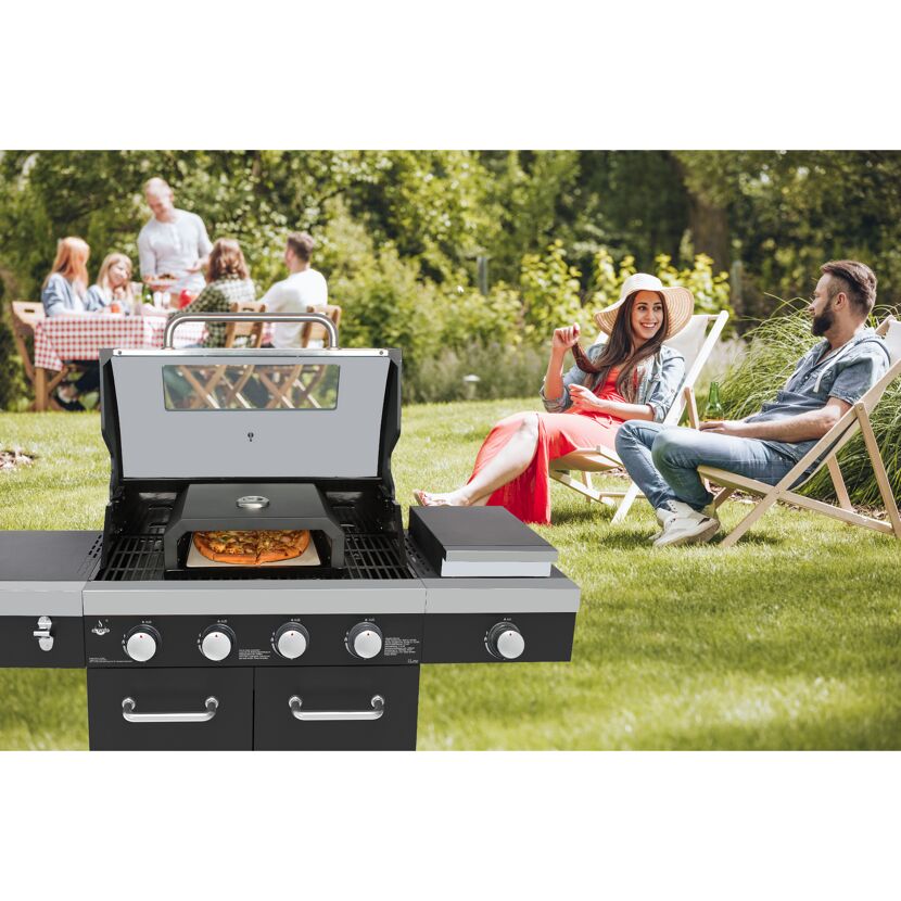 Pizzaaufsatz 'Neapel' Stahl schwarz pulverbeschichtet 40 x 15 x 35 cm