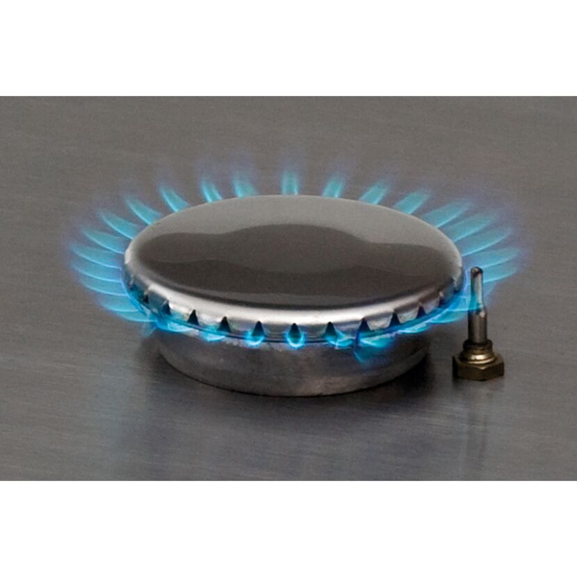 Blaue Gasflamme an einem Gasherd