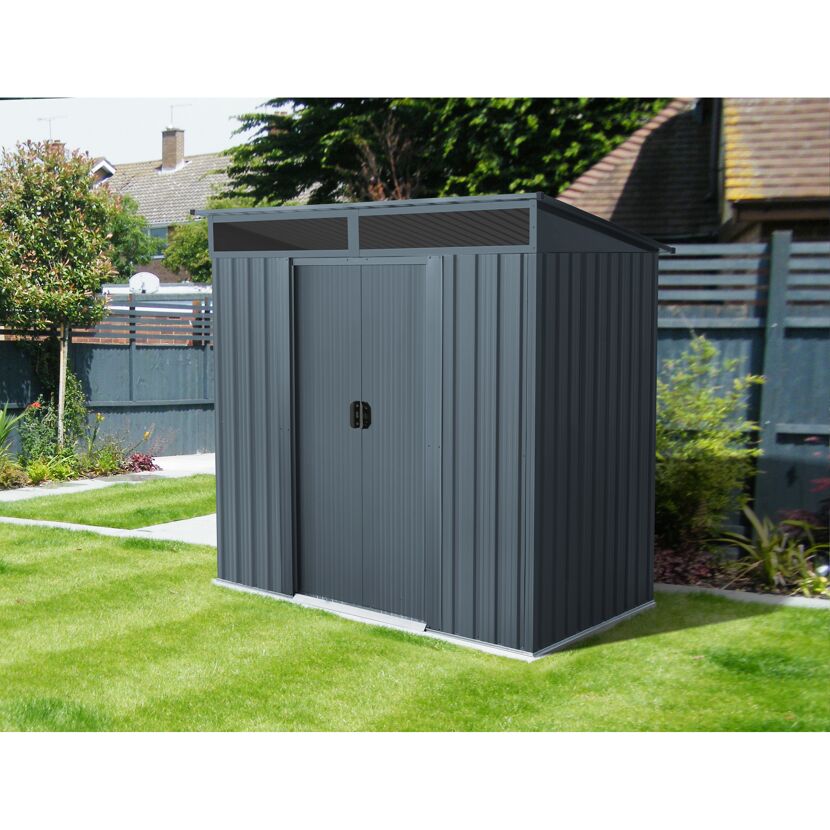 Graues Gartenhaus aus Metall