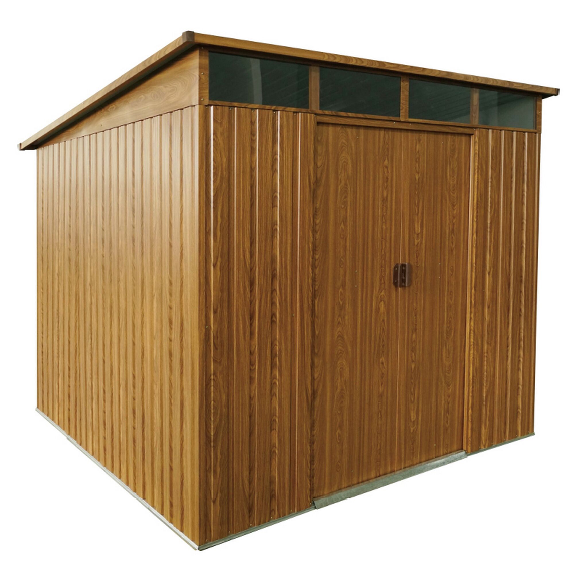 Gartenhaus aus Metall in Holzoptik