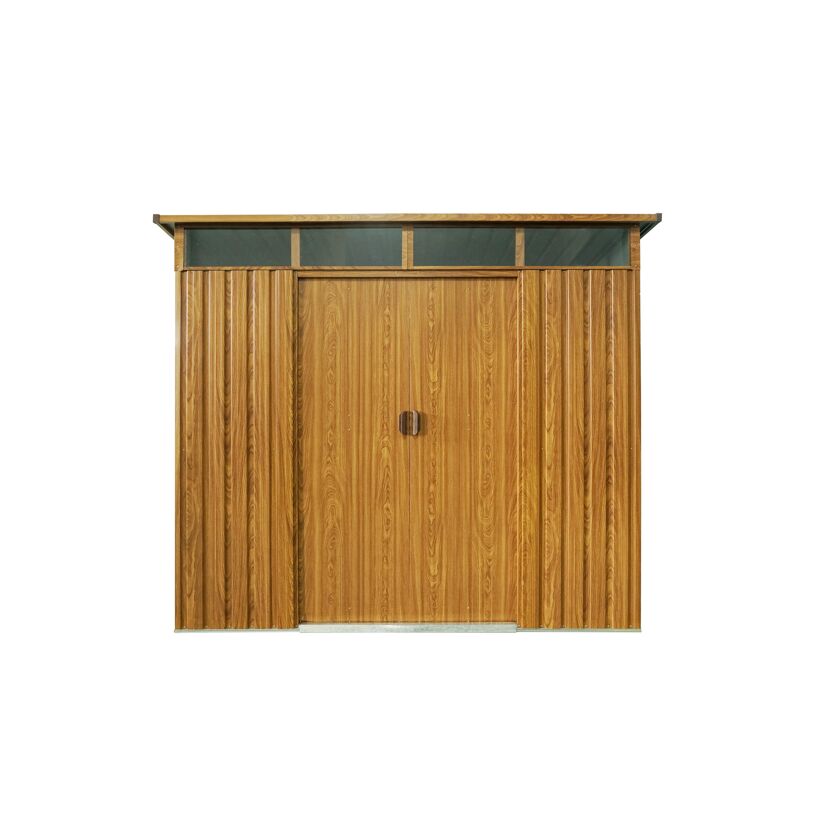 Gartenhaus aus Metall in Holzoptik
