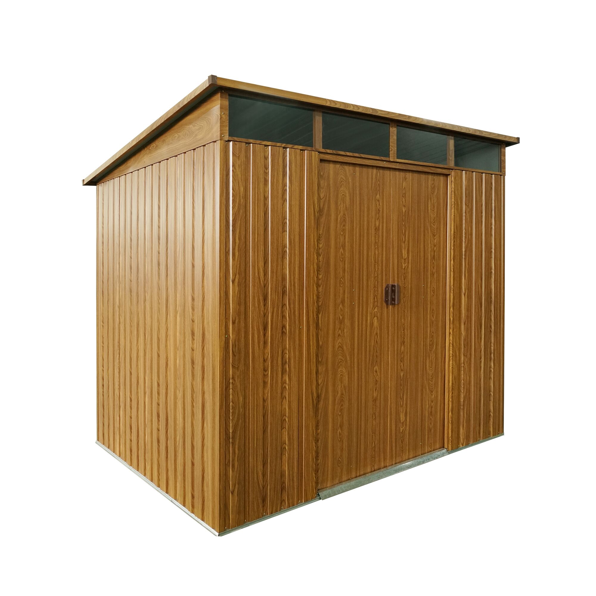Gartenhaus aus Metall in Holzoptik