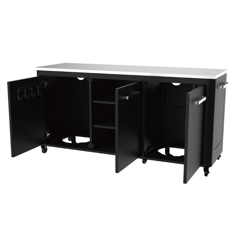 Outdoorküche Edelstahl schwarz 180 x 90 x 67 cm