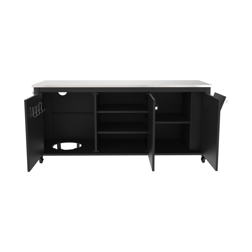 Outdoorküche Edelstahl schwarz 180 x 90 x 67 cm