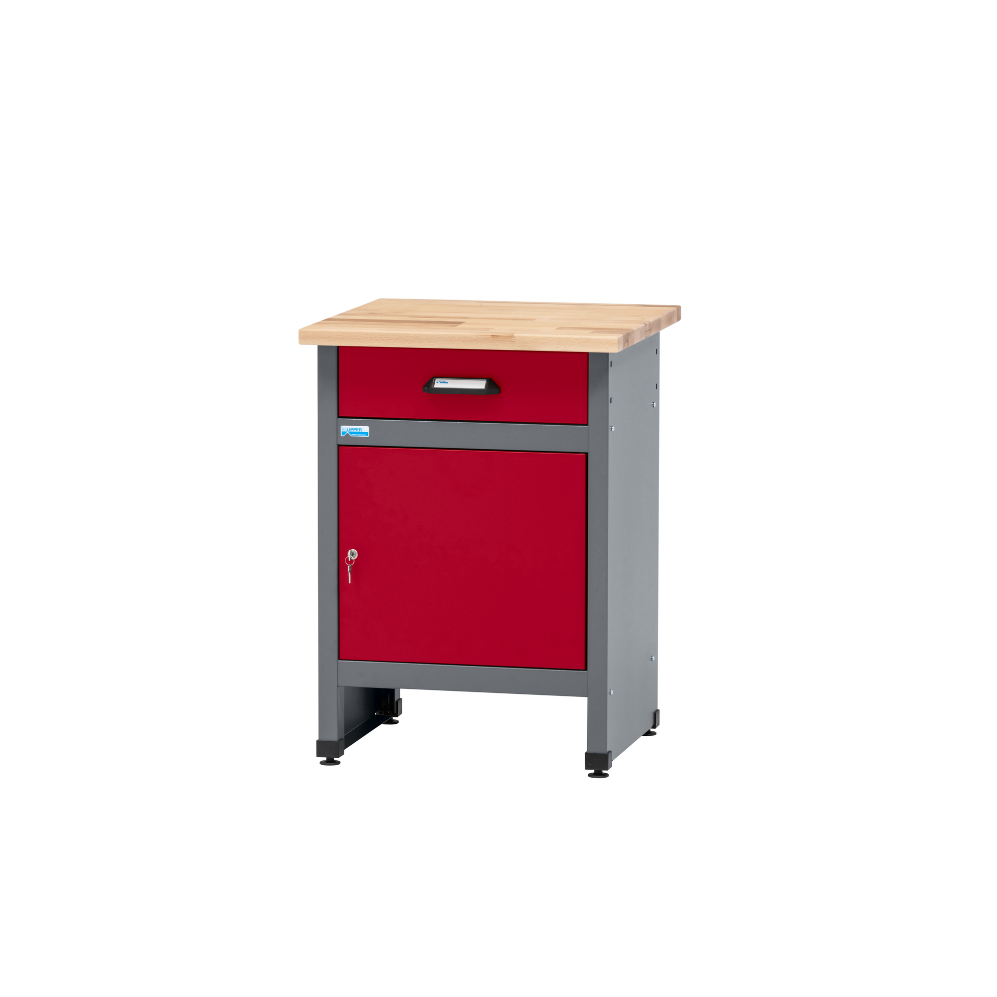 Werkbank Eintürig mit 1 Schublade dunkelrot 60 x 84 x 60 cm