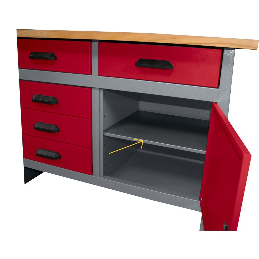 Fachboden für Werkbank Stahlblech hellgrau 44,4 x 46,9 x 1,4 cm