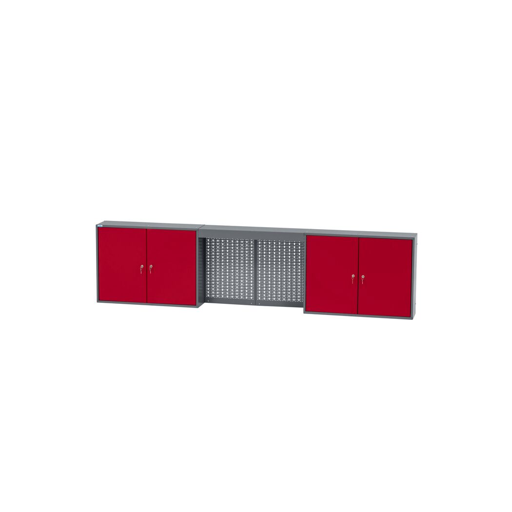 Hängeschrank 4-Türig mit 4 Fachböden Lichtblende dunkelrot 240 x 60 x 20 cm