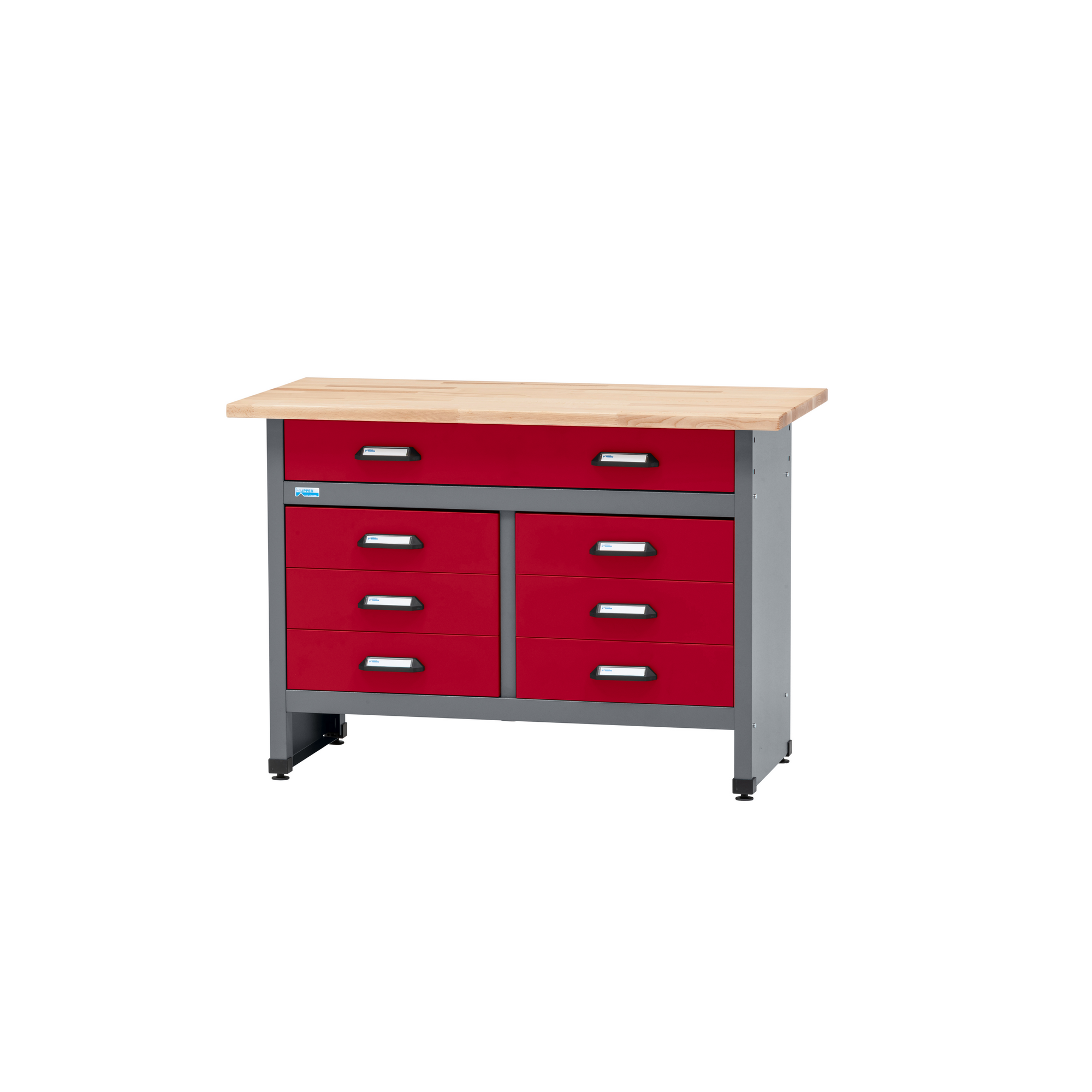 Werkbank mit 7 Schubladen dunkelrot 120 x 84 x 60 cm