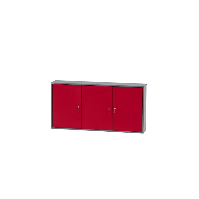 Hängeschrank 3-Türig  mit 18 Sichtboxen dunkelrot 120 x 60 x 20 cm