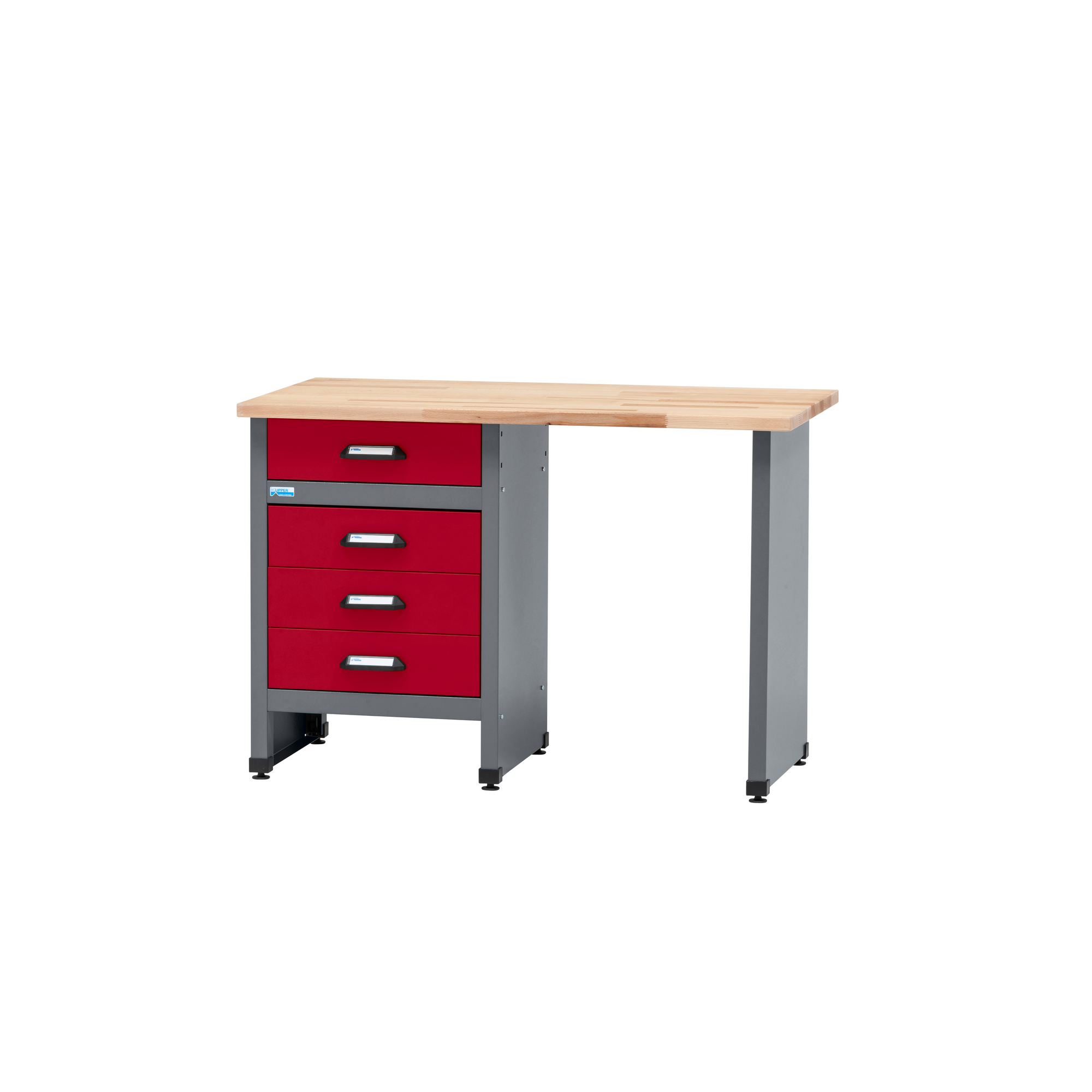 Werkbank mit 4 Schubladen und 1 Sitzraum dunkelrot 120 x 84 x 60 cm