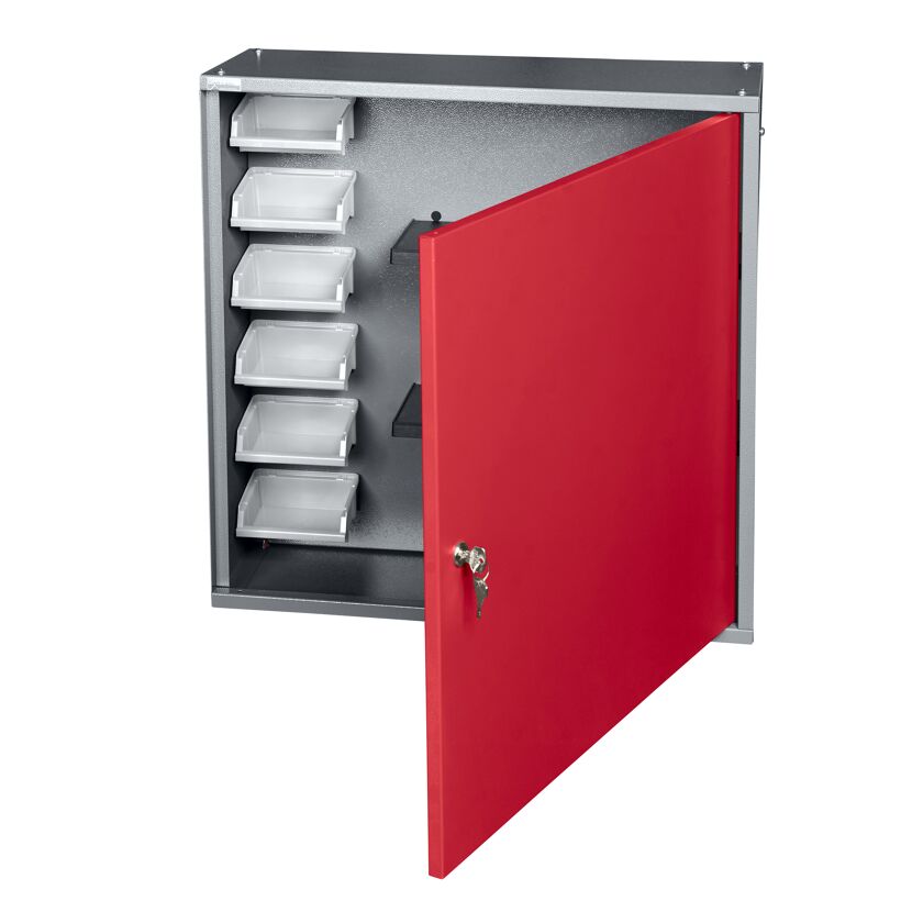 Hängeschrank Eintürig mit 6 Sichtboxen dunkelrot 60 x 60 x 20 cm