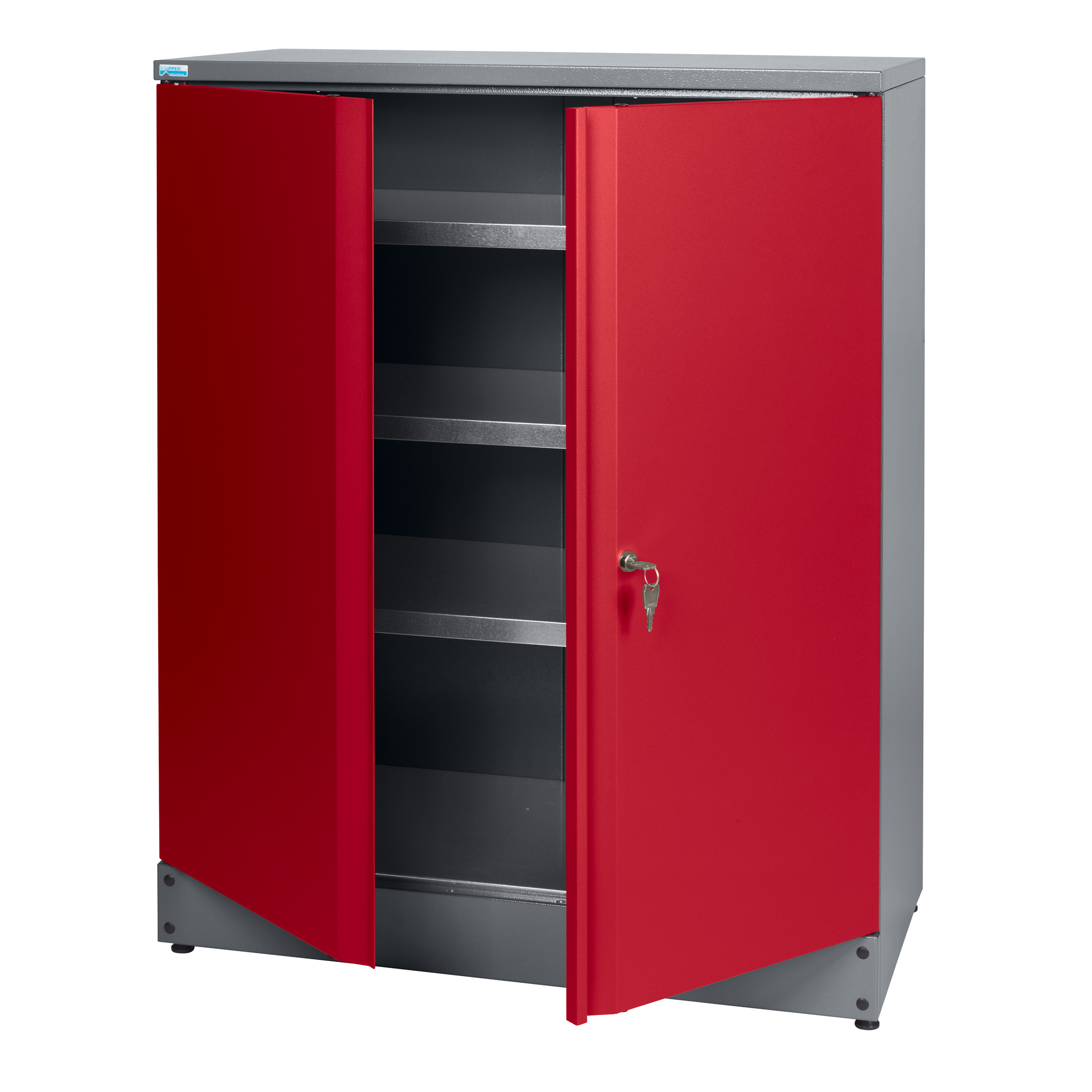 Hochschrank 2-Türig mit 3 Fachböden dunkelrot 91 x 110 x 45 cm