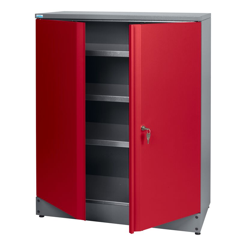 Hochschrank 2-Türig mit 3 Fachböden dunkelrot 91 x 110 x 45 cm