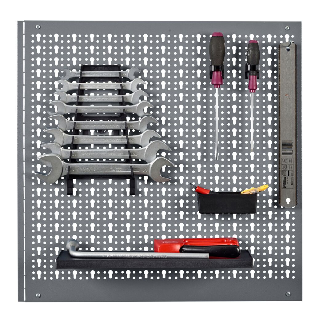 Lochwand Stahlblech hellgrau 60 x 60 x 1,5 cm