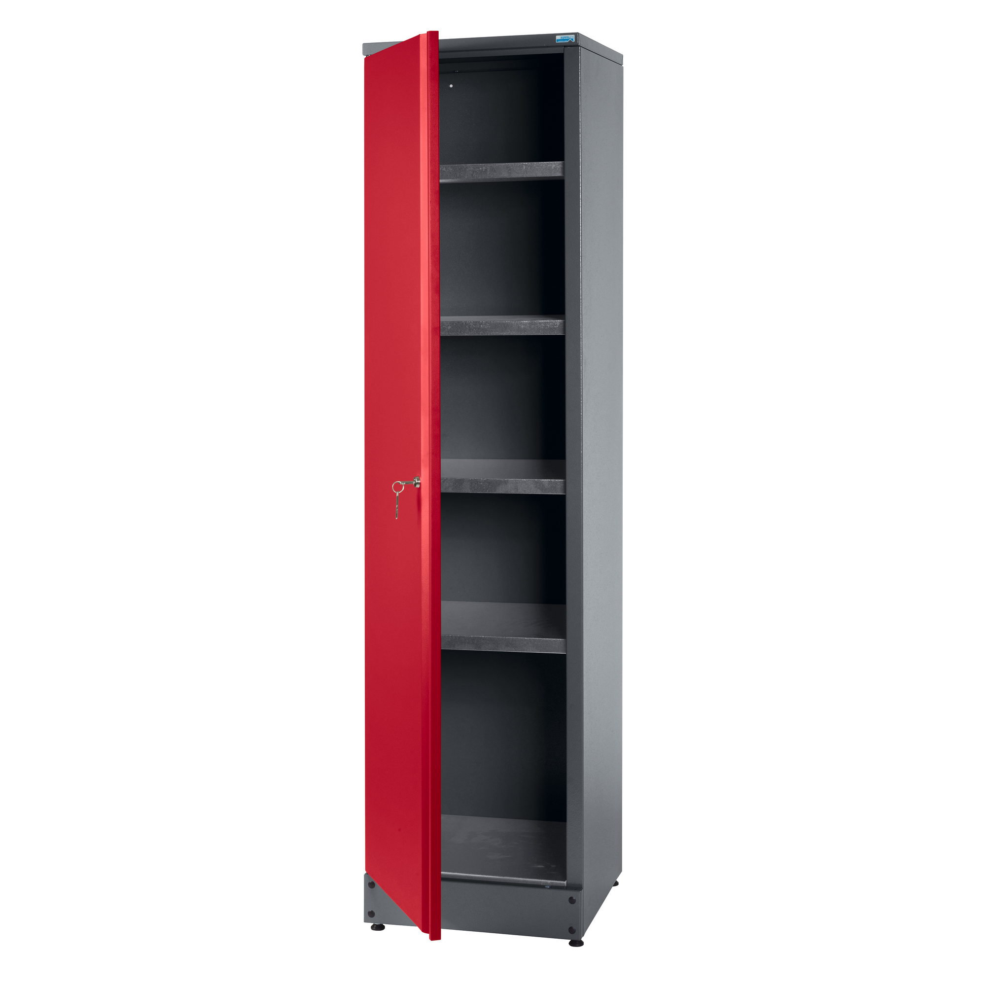Hochschrank  Eintürig mit 4 Fachböden dunkelrot 45,5 x 180 x 45 cm