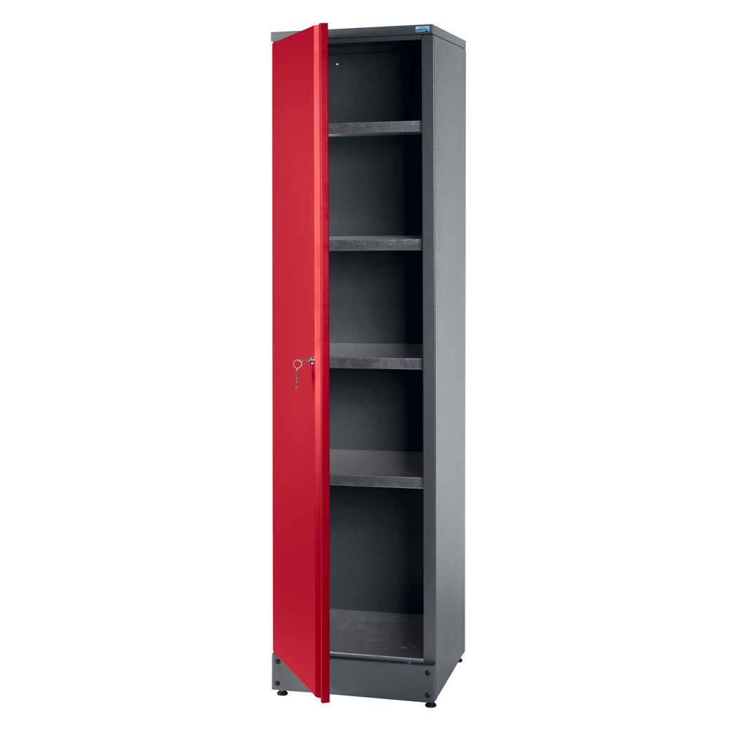 Hochschrank  Eintürig mit 4 Fachböden dunkelrot 45,5 x 180 x 45 cm