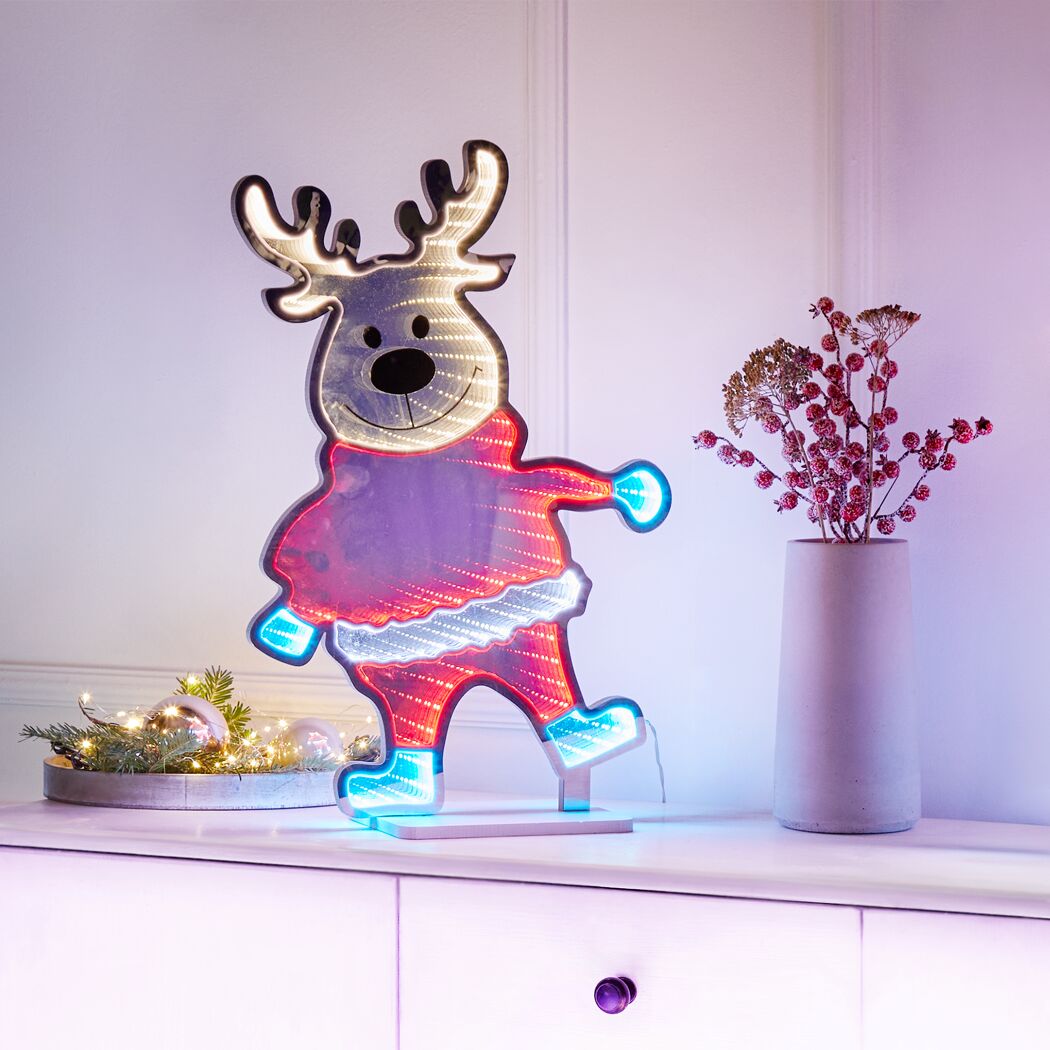LED-Dekofigur Elch mit Infinity-Effekt 165 LEDs 85 cm