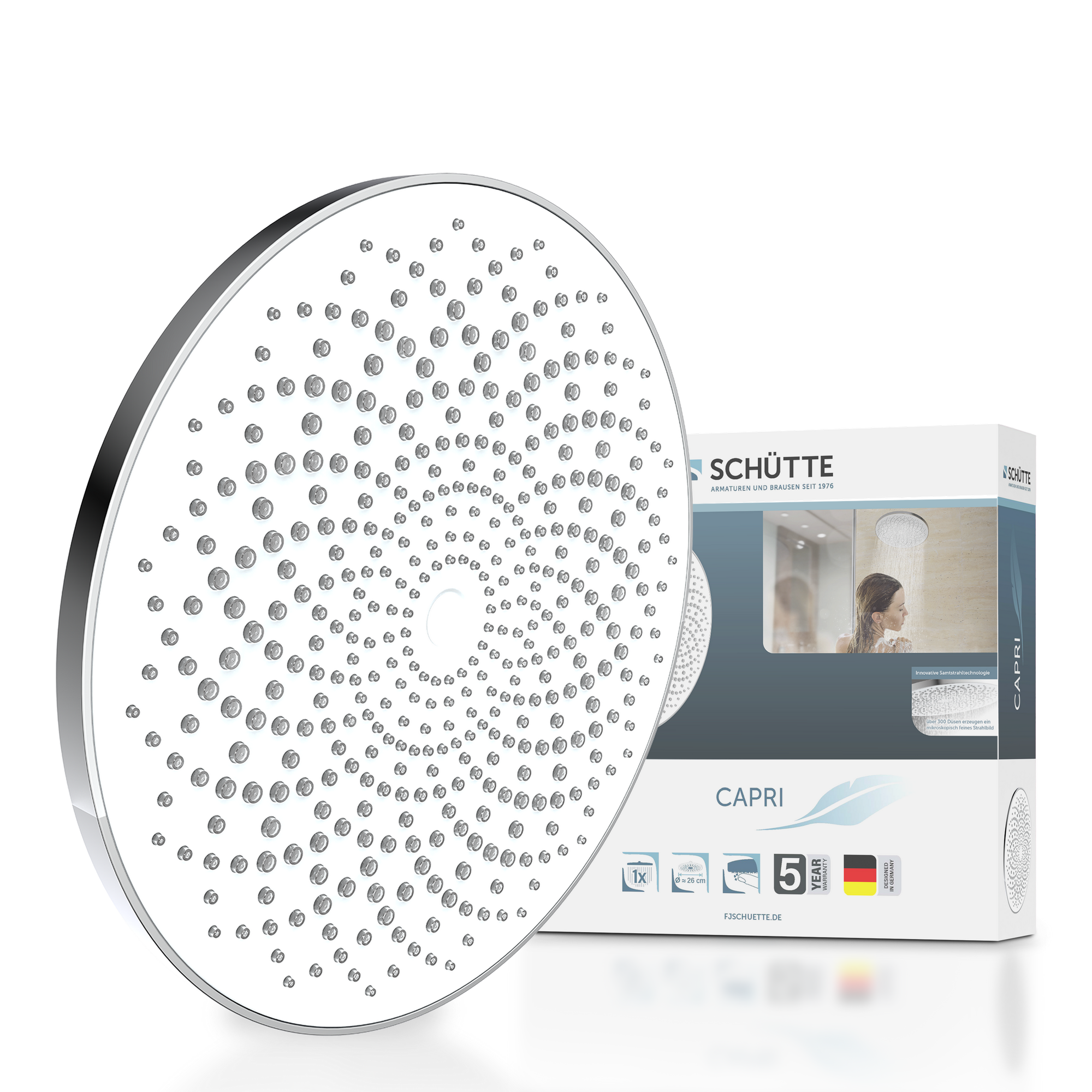 Kopfbrause 'Capri' chromefarben/weiß Ø 26 cm