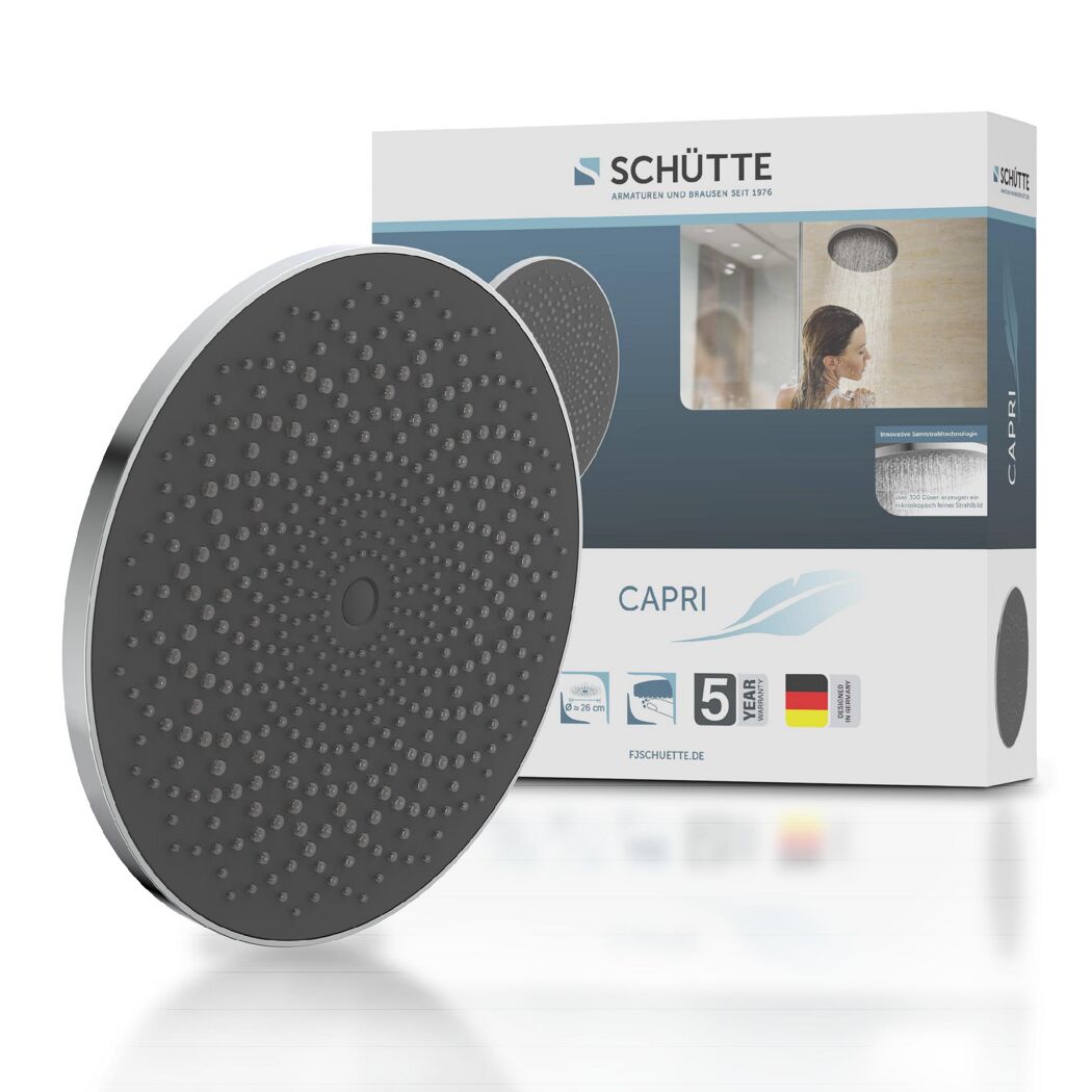 Kopfbrause 'Capri' chrom/anthrazit Ø 26 cm
