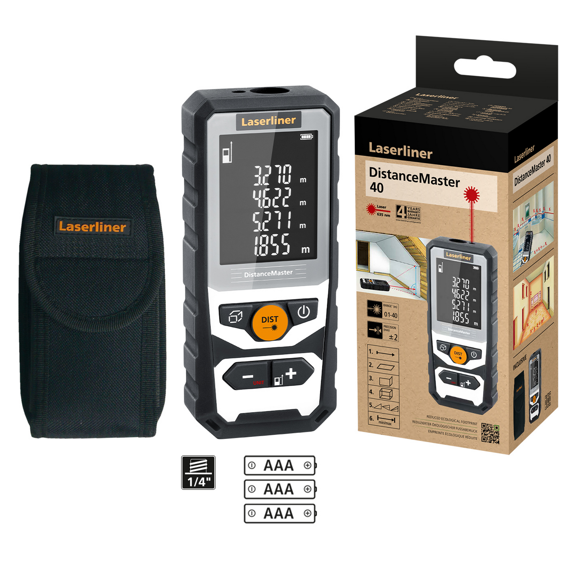 Laser-Entfernungsmesser 'DistanceMaster 40' mit Tasche