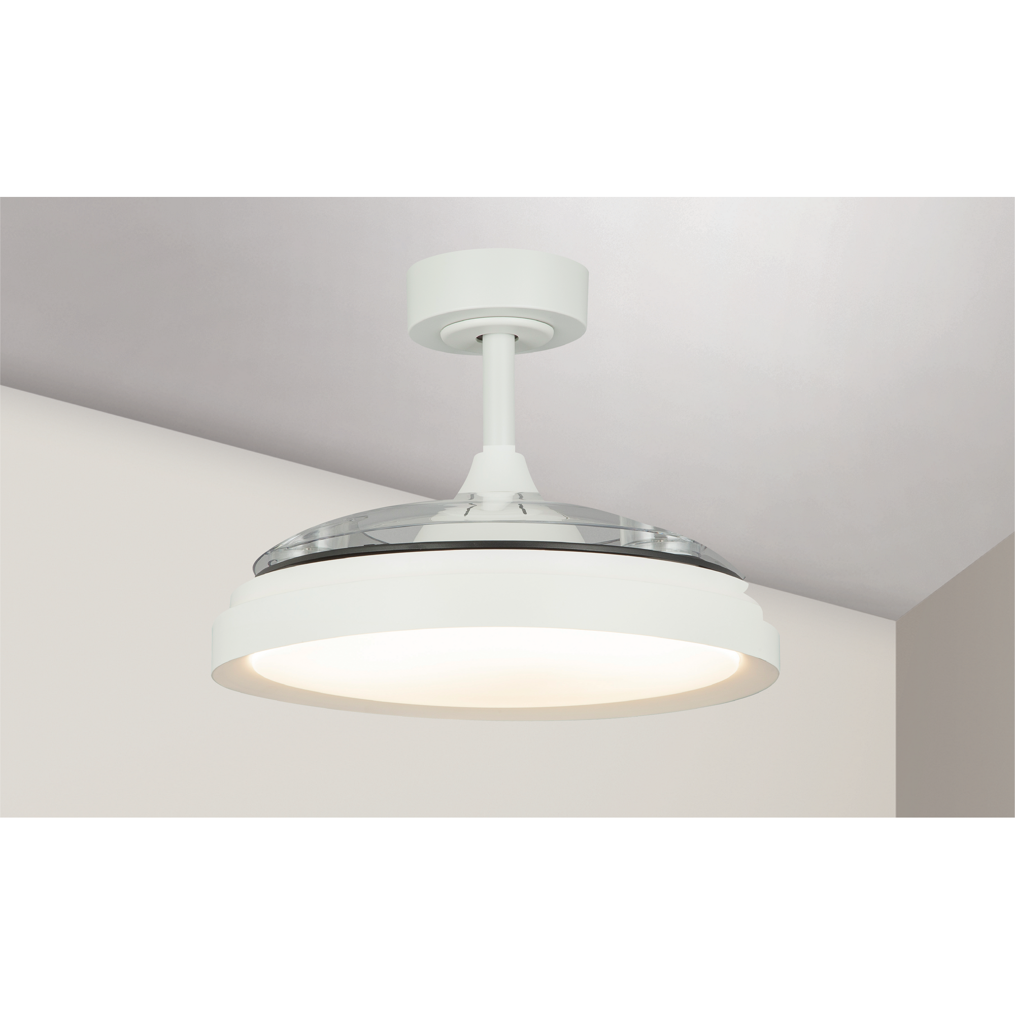 LED-Deckenleuchte mit Ventilator weiß, Fernbedienung Ø 45 x 32,3 cm