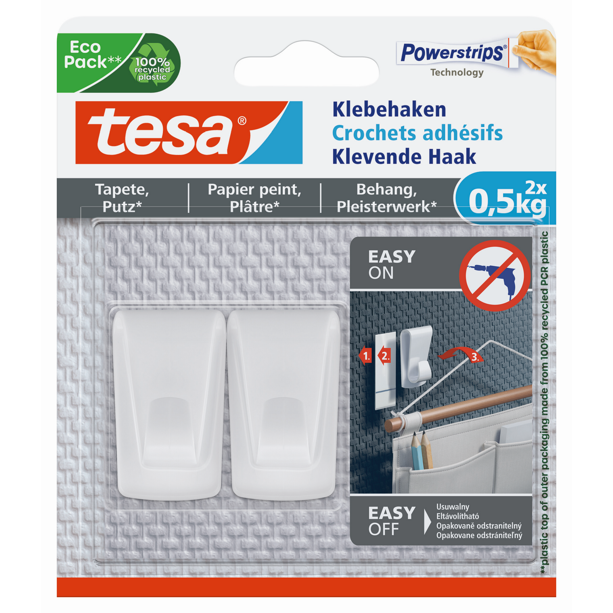 Klebehaken für Tapeten & Putz 0,5 kg 2 Stück