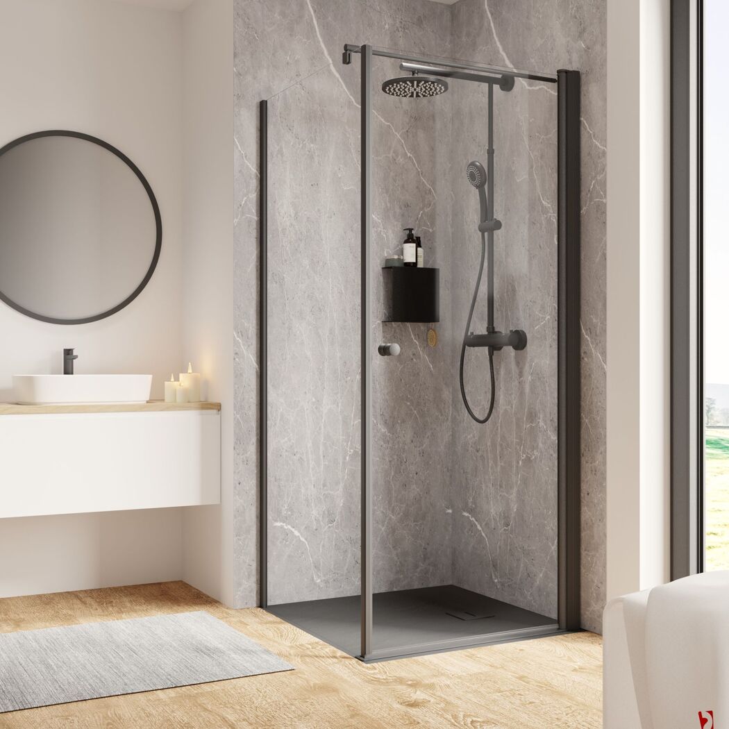 Drehtür 'Garant 2.0' mit Seitenwand Anschlag rechts 90 x 90 x 200 cm