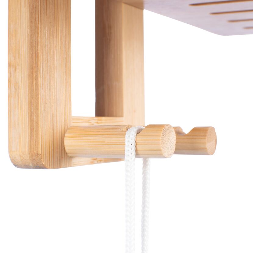 Bambus Duschablage mit Haken und Kordel