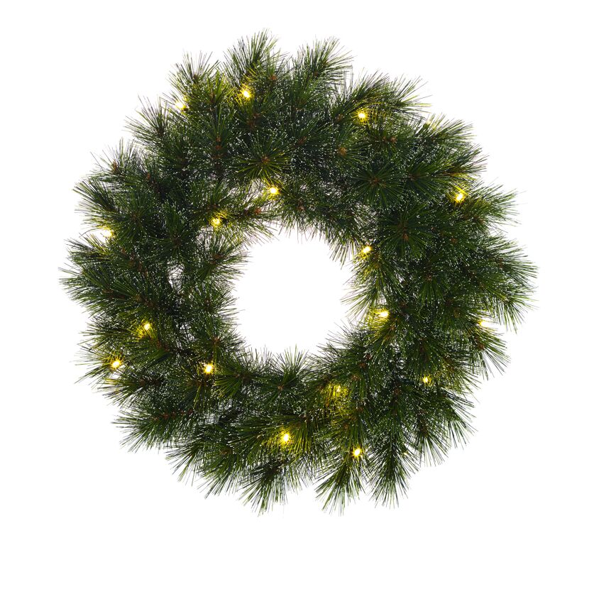 Künstlicher Kranz 'Jasper' mit 20 LEDs grün Ø 45 cm