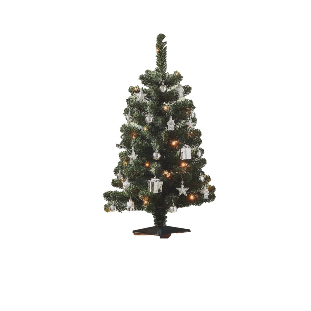 Künstlicher Weihnachtsbaum silberfarben/grün Ø 50 x 90 cm
