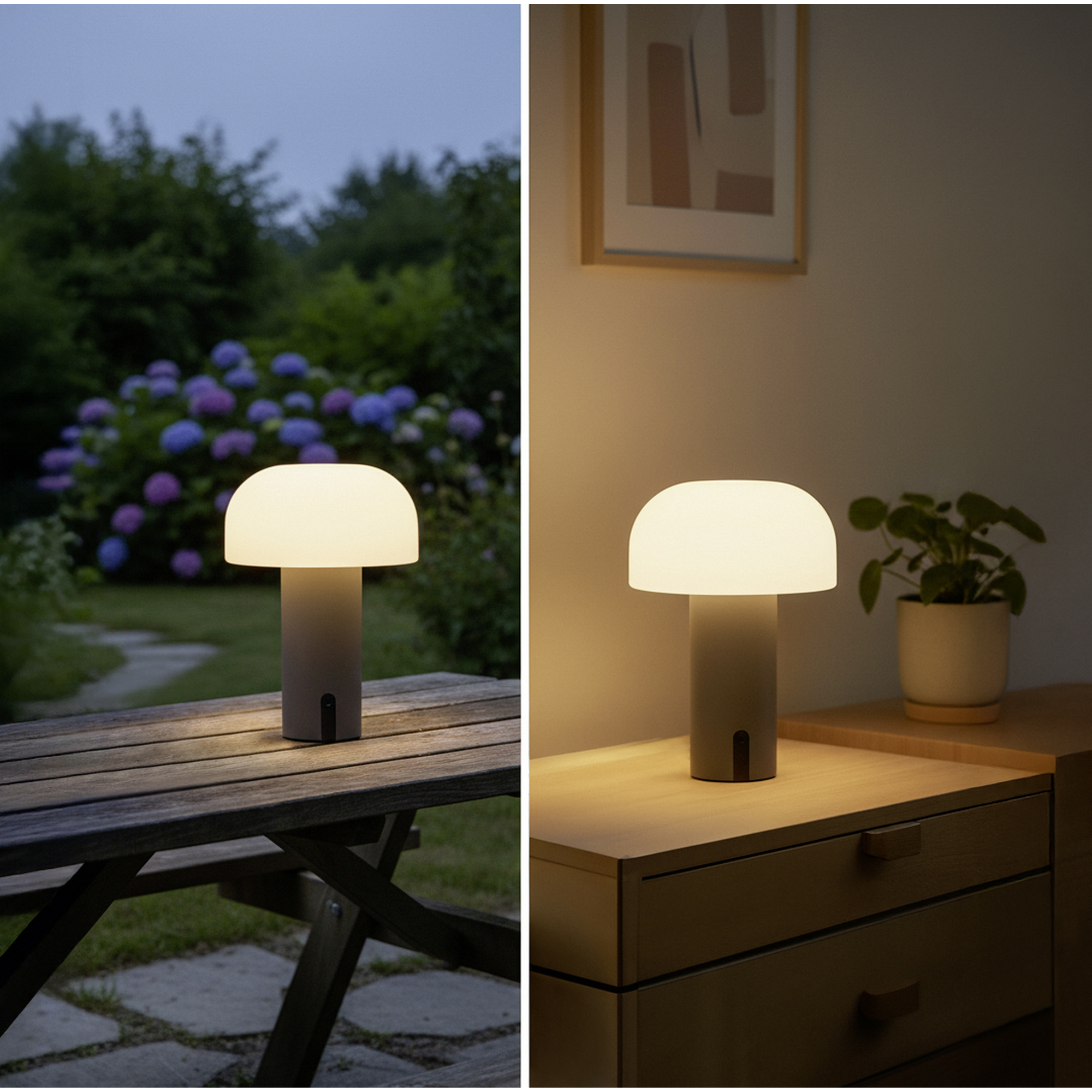 Akku-LED-Tischleuchte 'Ali' grau mit USB-Kabel Ø 15 x 22 cm