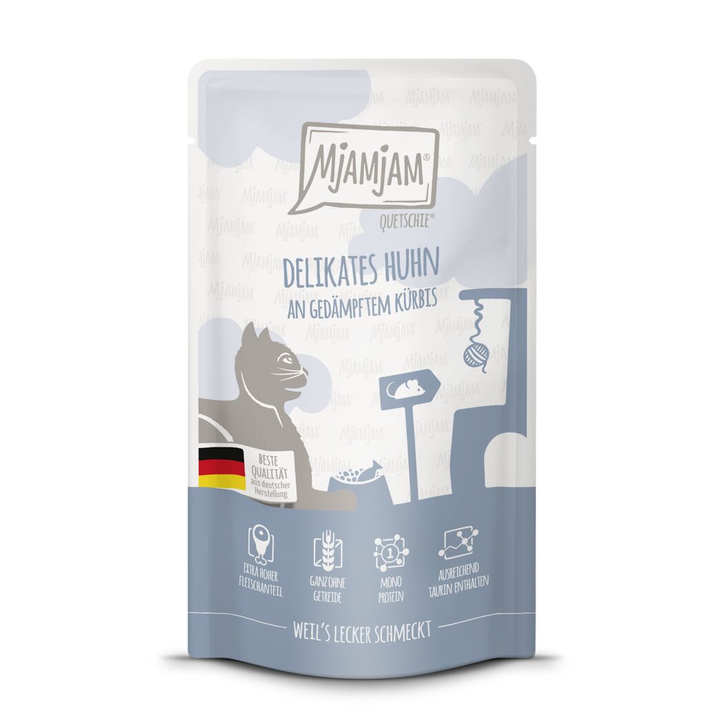 Katzenfutter 'Quetschie' Huhn an gedämpftem Kürbis 125 g
