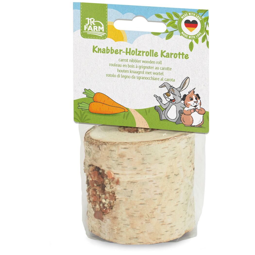 Snack für Nager und Zwergkaninchen 'Knabber-Holzrolle Karotte' 150 g