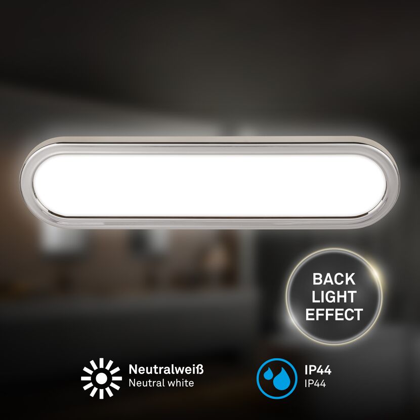 LED-Badleuchte 'Pil' chromfarben Ø 9 x 4 cm