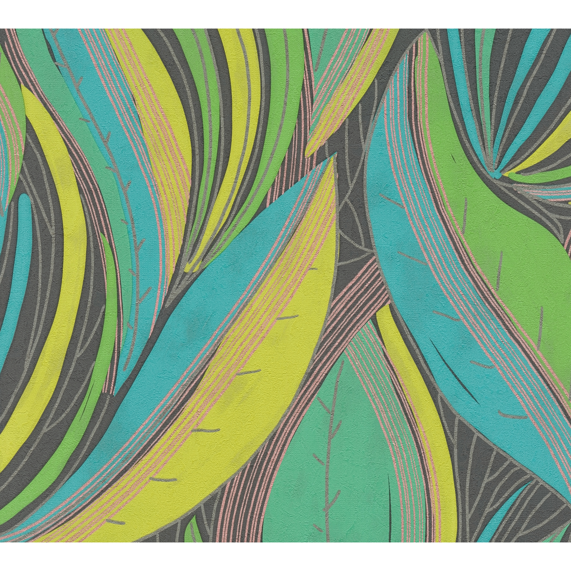 Vliestapete 'Hot Spots Blätter' bunt 10,05 x 0,53 m