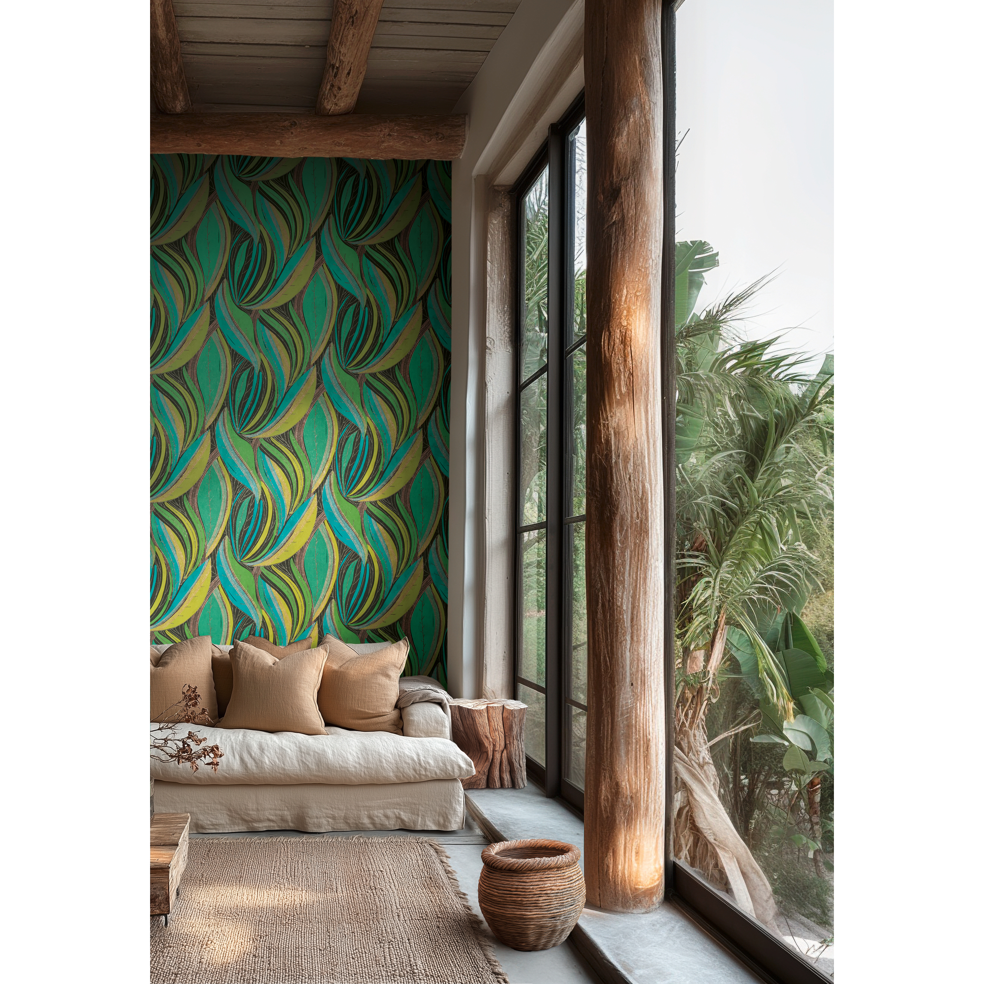 Vliestapete 'Hot Spots Blätter' bunt 10,05 x 0,53 m