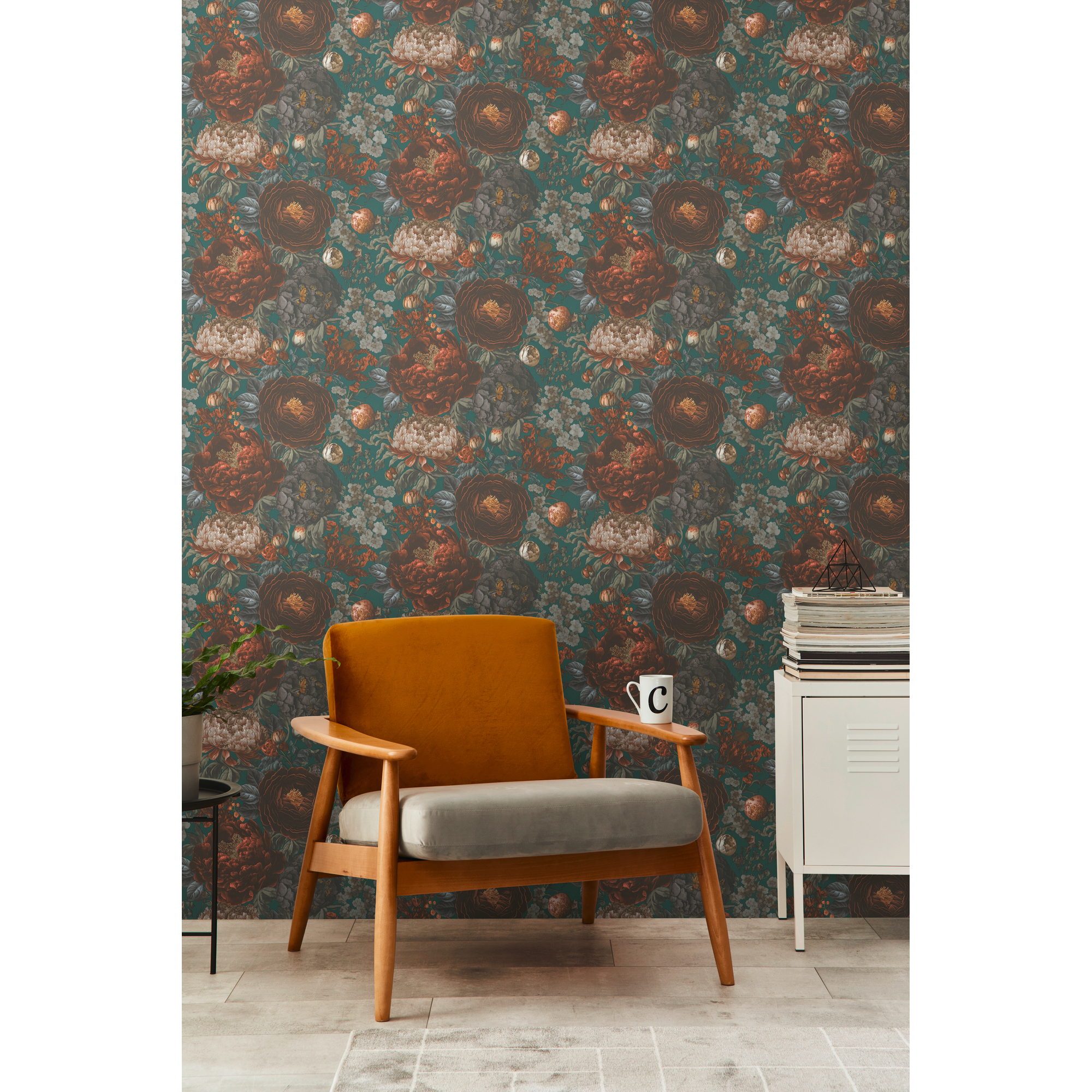 Vliestapete 'Michalsky 6' Floral petrol 10,05 x 0,53 m