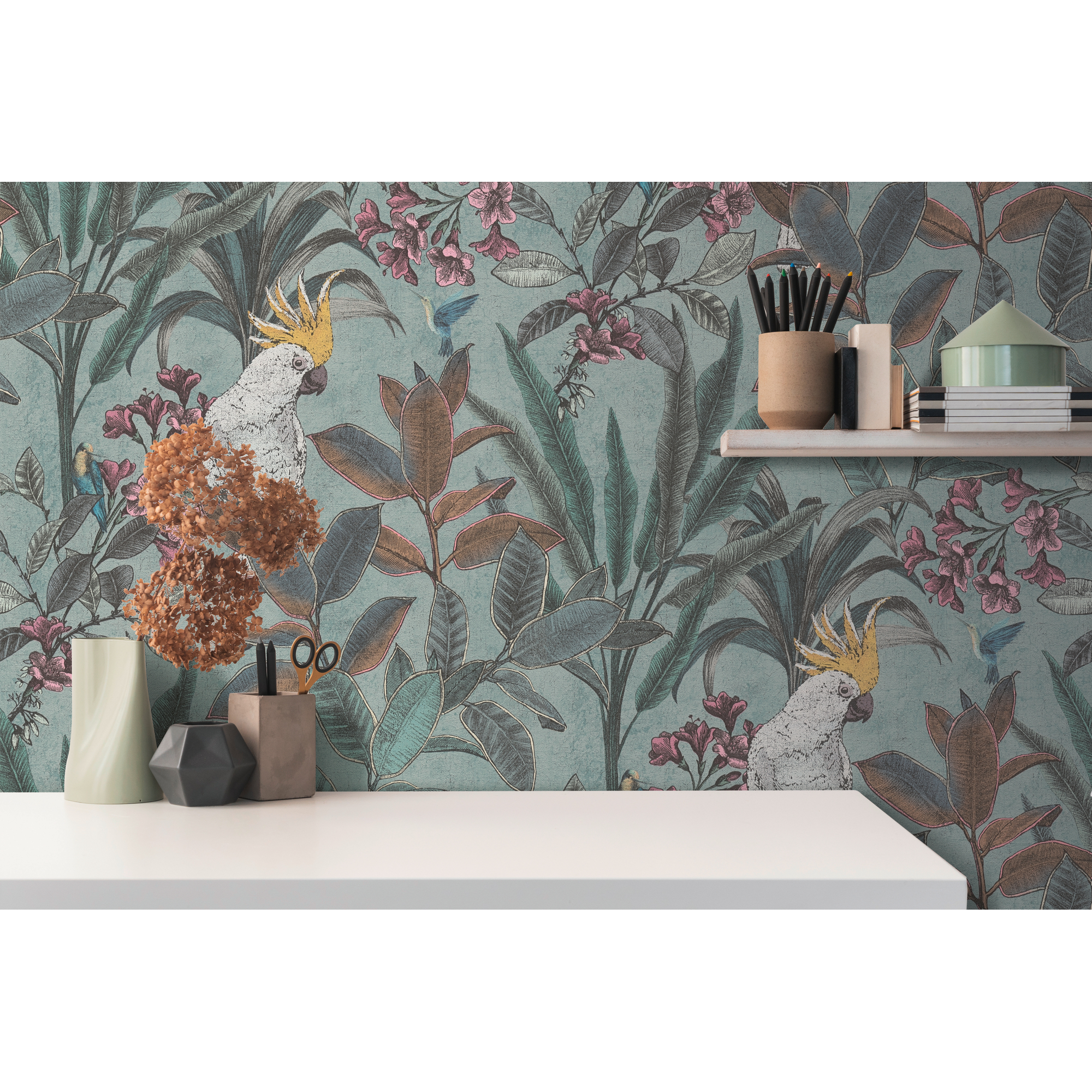 Vliestapete 'Pint Walls II' Kakadu grün 10,05 x 0,53 m